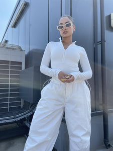Everywear Off-White Long-Sleeve Zip-Up Bodysuit