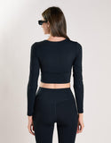 Agon Women's Black Long Sleeve Square Neck Top