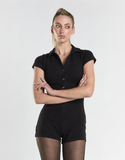 Agon Black Button-Front Playsuit