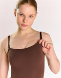Square Neck Sleeveless Bodysuit - Brown