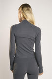 Signature Graphite-Grey Full-Zip-Long-Sleeve Jacket