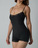 Agon Black Lace-Trimmed Cami Playsuit