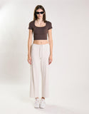 Agon Women's Brown Square Neck Crop Top