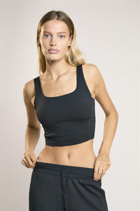 Agon Lounge Black Square-Neck Crop-Top