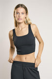 Agon Lounge Black Square-Neck Crop-Top