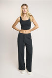 Agon Lounge Black Square-Neck Crop-Top