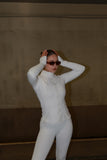 Signature Full Zip Long Sleeve Top - Off White