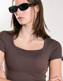 Agon Women's Brown Square Neck Crop Top