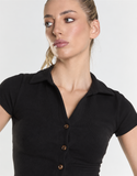 Agon Black Button-Front Playsuit