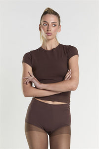 Crew Neck T-Shirt - Coffee