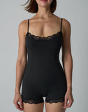 Agon Black Lace-Trimmed Cami Playsuit