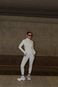 Signature Full Zip Long Sleeve Top - Off White