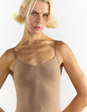 V-Neck Backless Shapewear Bodysuit - Beige