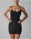 Black Lace-Trimmed Cami Slip Mini Dress