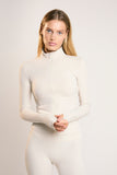 Signature Full Zip Long Sleeve Top - Off White