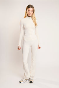 Signature Full Zip Long Sleeve Top - Off White