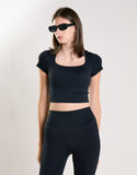 Agon Women's Black Square Neck Crop Top