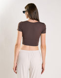 Agon Women's Brown Square Neck Crop Top