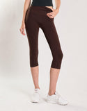 Agon Women's Brown High Waisted Cropped Leggings