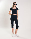 Agon Women's Black Square Neck Crop Top