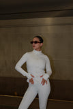 Signature Full Zip Long Sleeve Top - Off White