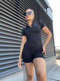 Everywear Black Half-Zip Short-Unitard