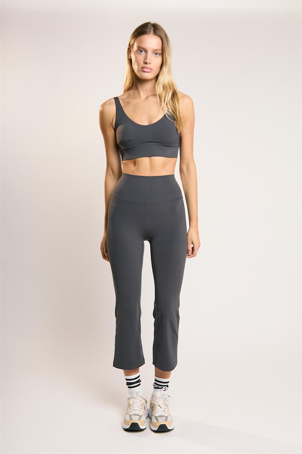 Signature Graphite-Grey Scoop-Neck Crop-Top