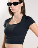Agon Women's Black Square Neck Crop Top