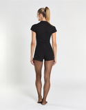 Agon Black Button-Front Playsuit