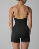Agon Black Lace-Trimmed Deep V Sculpting Playsuit