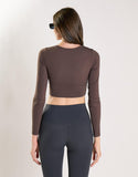 Agon Women's Brown Long Sleeve Square Neck Top