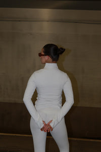 Signature Full Zip Long Sleeve Top - Off White