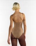 V-Neck Backless Shapewear Bodysuit - Beige