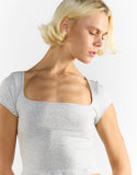 Square Neck Cropped Top - Grey Marl