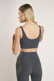 Signature Graphite-Grey Scoop-Neck Crop-Top