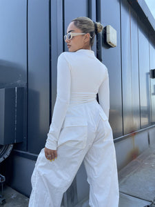 Everywear Off-White Long-Sleeve Zip-Up Bodysuit