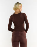 Long Sleeves Tops - Coffee