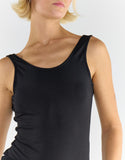 Black Scoop Neck Sleeveless Cotton Bodysuit