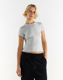 Light Grey Marl Fitness Short Sleeve Top
