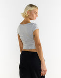 Square Neck Cropped Top - Grey Marl